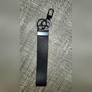 Hand Crafted Black With Rhinestone Key Ring Key Chain Wristlet